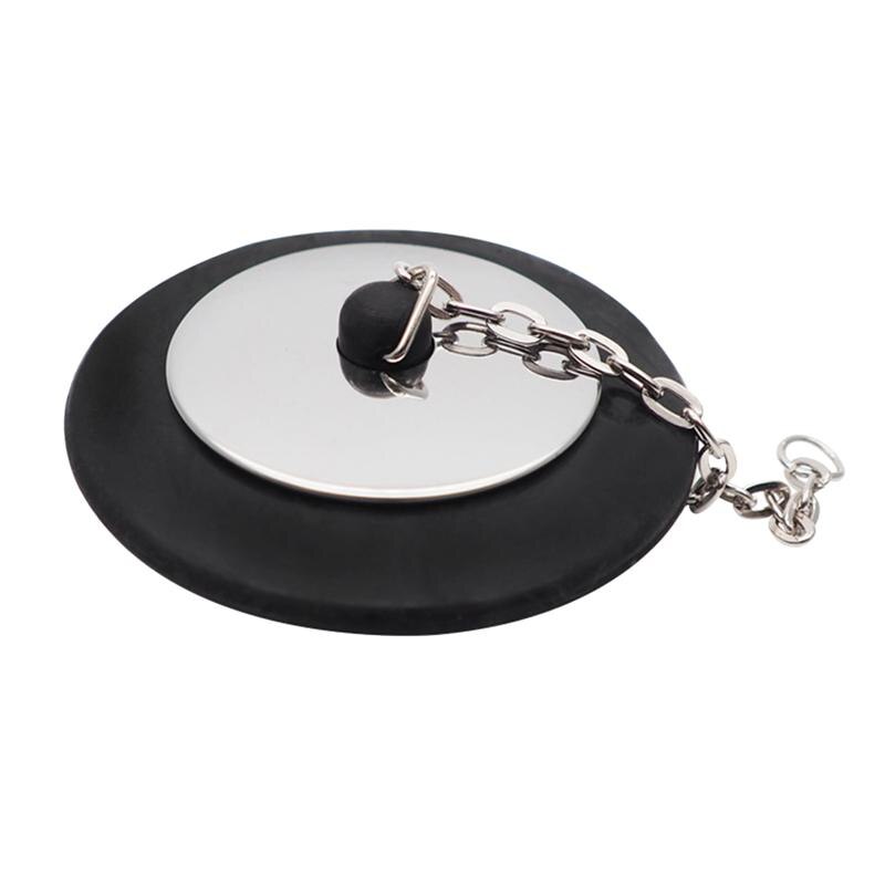 Gummi choke badkars avloppspropp med kedja badplugg avloppsbadkar propp för hem och hotell badrum badkar rostfritt stål: Default Title