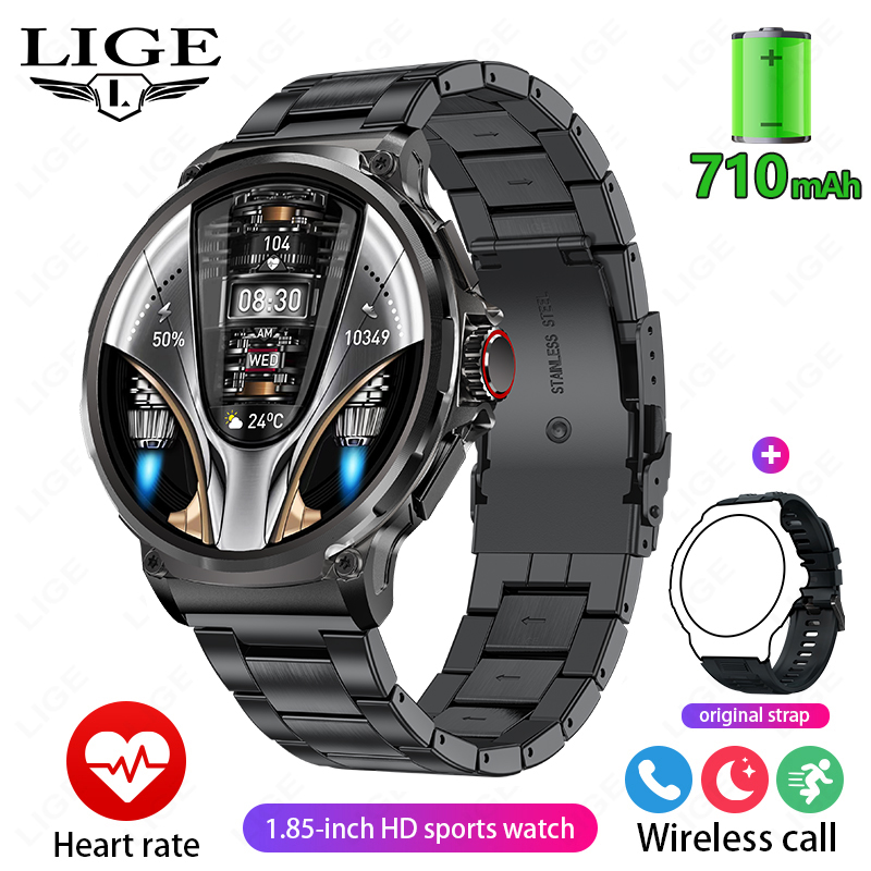 per Huawei Xiaomi GPS Astuto Della Vigilanza Degli Uomini da 1.85 pollici ultra HD Smartwatch HD Chiamata Bluetooth 710 Mah Grande Batteria sport Orologio fitness: Grigio