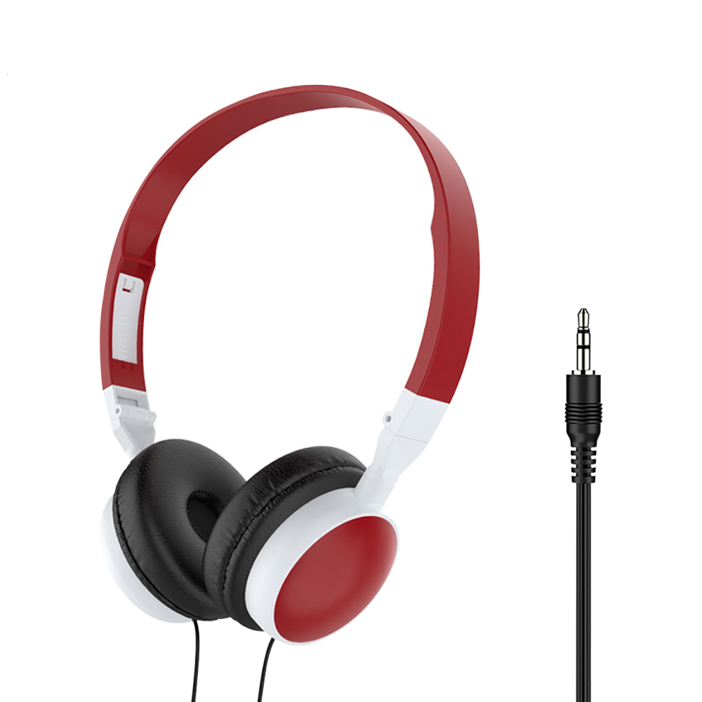Moda com fio dobrável fones de ouvido 3.5mm alta fidelidade áudio baixo fone música esportes jogo fone para telefone desktop tablets pc: Vermelho