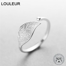 925 Sterling Zilveren Mode Eenvoudige Leaf Ring Vrouwelijke Kleine Verse Blad Ringen Verstelbare Wijsvinger Zilver 925 Sieraden