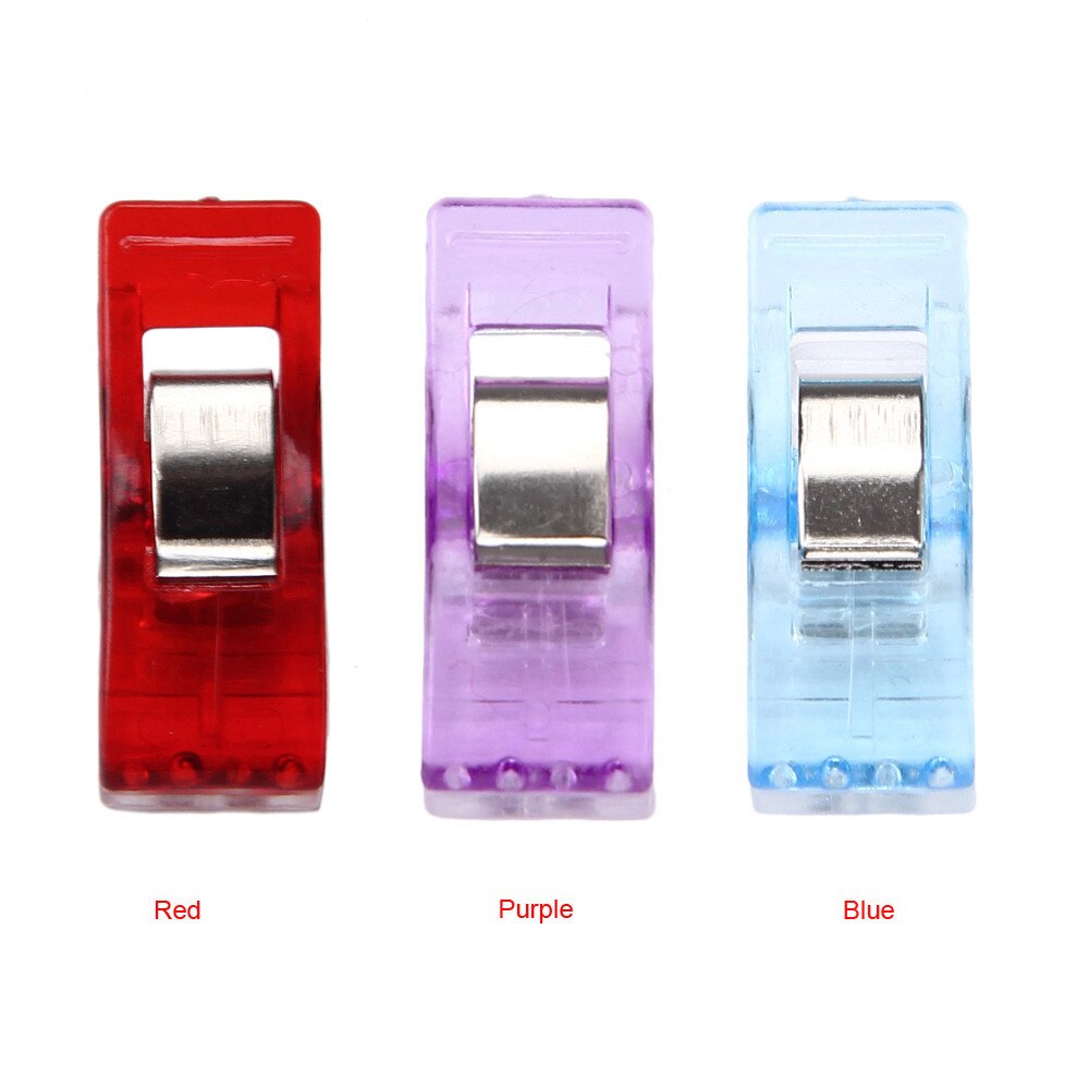 50 PCS 3 Colors Clear Sewing Craft Quilt Binding Plastic Clips Clamps Pack kitchen Home tools/es