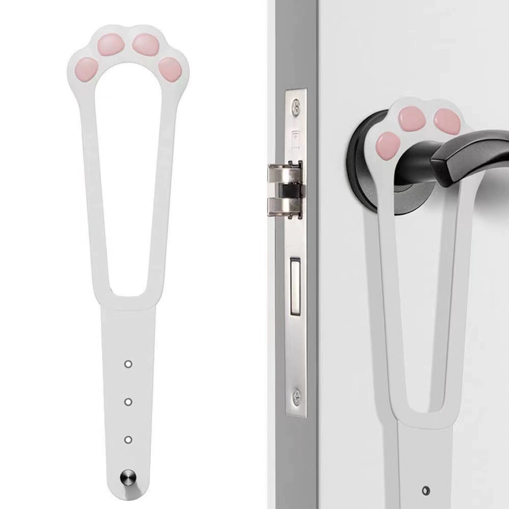 Kattdörrhållare spärr justerbar hunddörrstopp elastiskt grindlås flex spärrrem håller hunden borta från att komma in husdjursgrind leverans: Vit