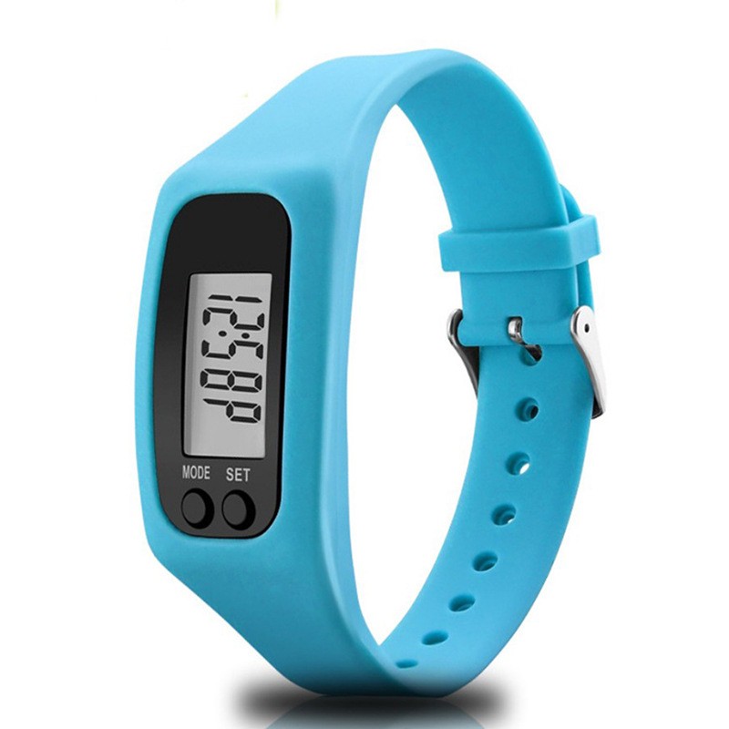 Pedometer Watch With LCD Display Walking Fitness Wristband Digital Step Count: SKY BLUE