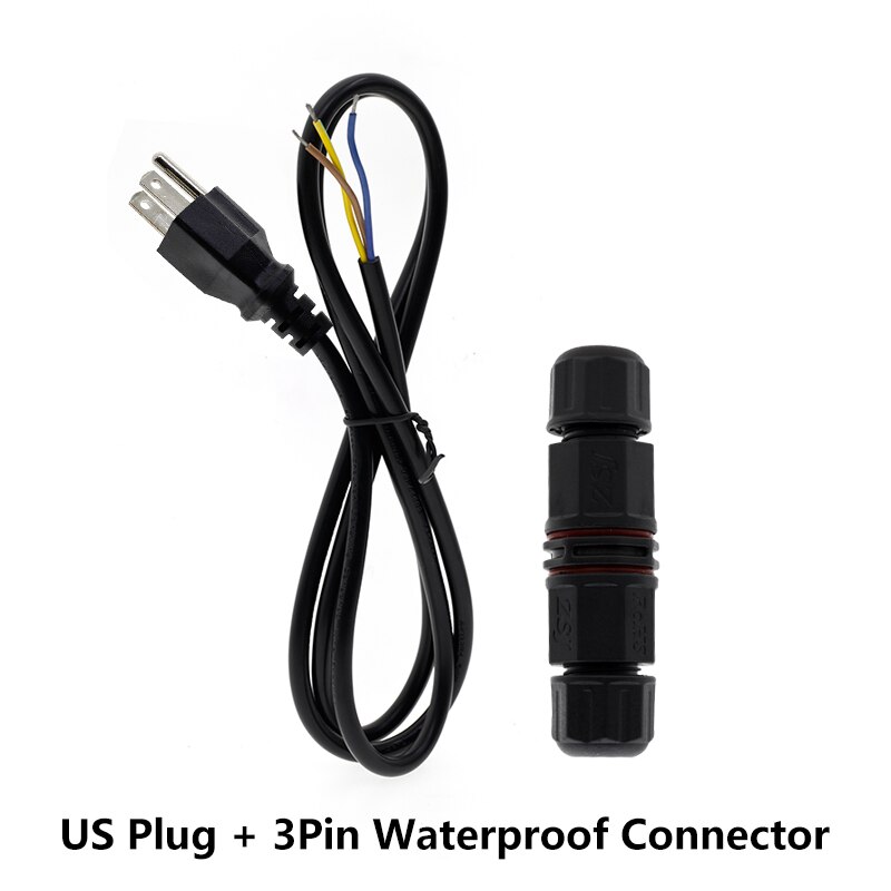 EU US UK AU Plug Power Wire with 3 Pin Waterproof Connector Electrical Cords 1.5 Meters AC DC Black Power Supply Extension Cable: US