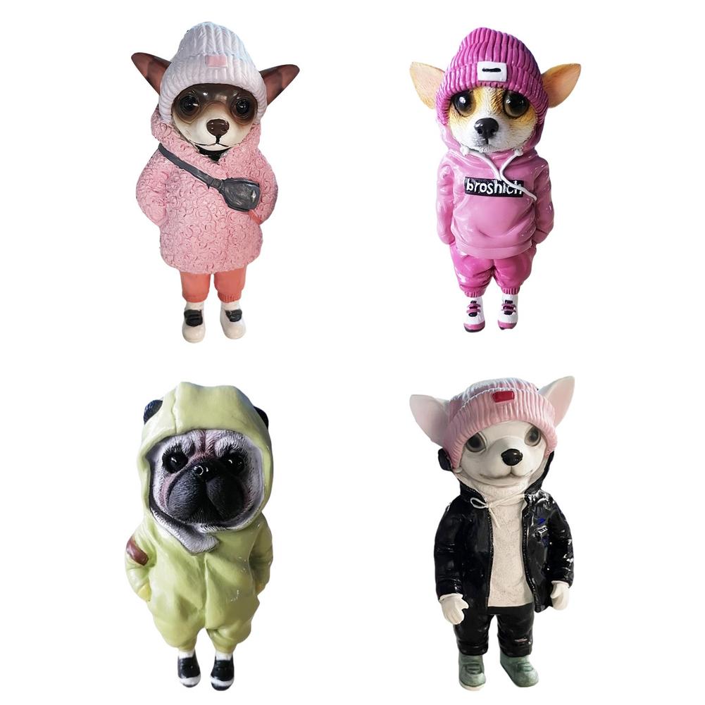 Standing Puppy Resin Doll Fashionable Dog Resin Doll Tiny Puppy Sculpture Ornaments For Christmas Decoration Home Adornments Sp