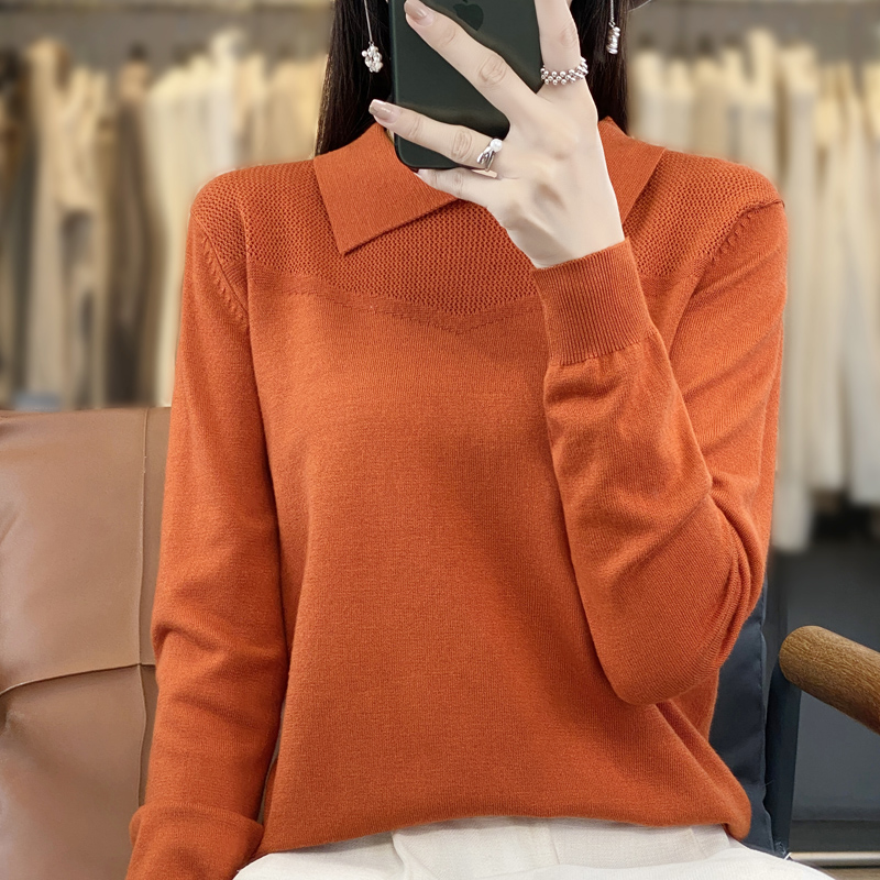 Mode Nieuwkomers Zijde Katoen Dames Trui Lange Mouw Peter Pan Kraag Truien Gebreide Jumper Dameskleding Bovenkleding: XXL / Oranje