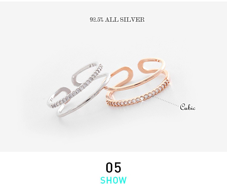 Anillo de boda de estilo coreano para mujer, sortija ajustable, multicapa, cristal puro auténtico, a la