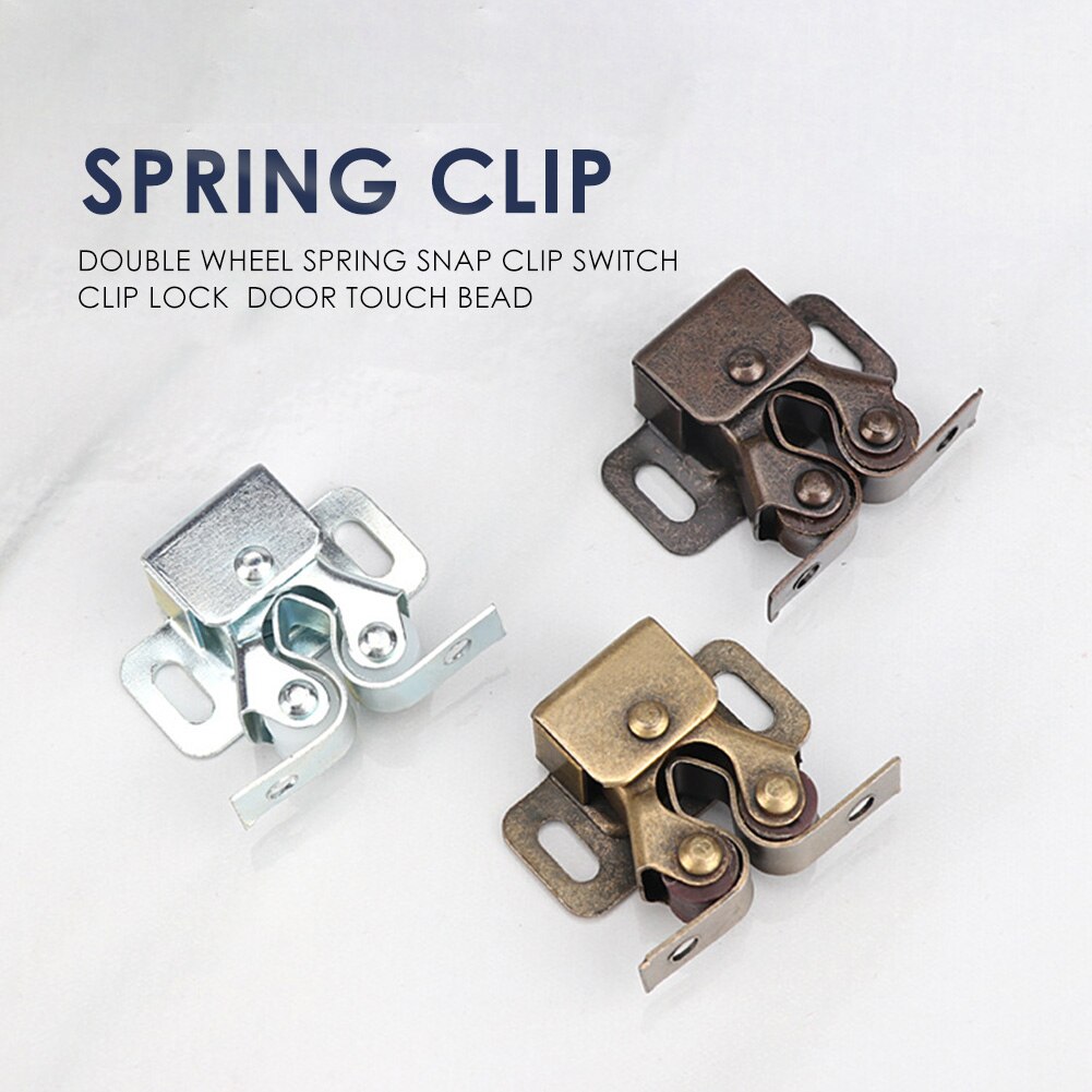 Double Wheel Cupboard Door Buckles Spring Loaded Latch Catch Toggle Hasp Parts for Households Bedroom Accessories