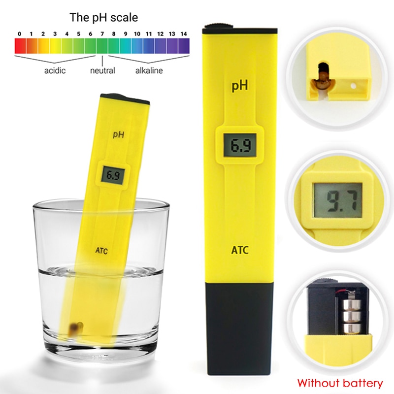 Digital ph meter tester beskyttet lcd ph tester 0.1 pen tester akvarie pool vand vin urin automatisk kalibrering