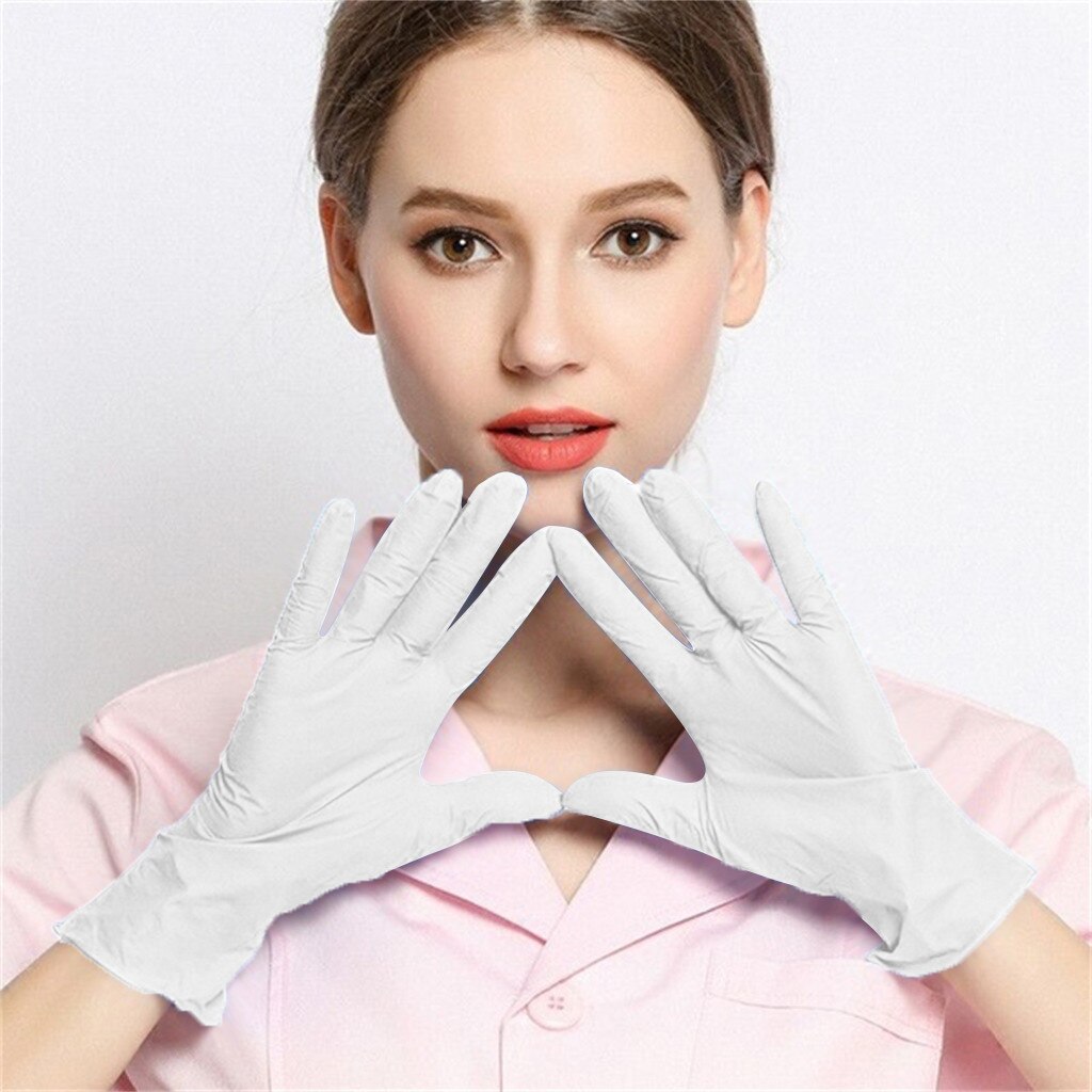 Gloves Disposable Rubber Comfort Gloves 100pcs Protection Home kitchen garden catering supplies gant jetables: White / 100pcs-S
