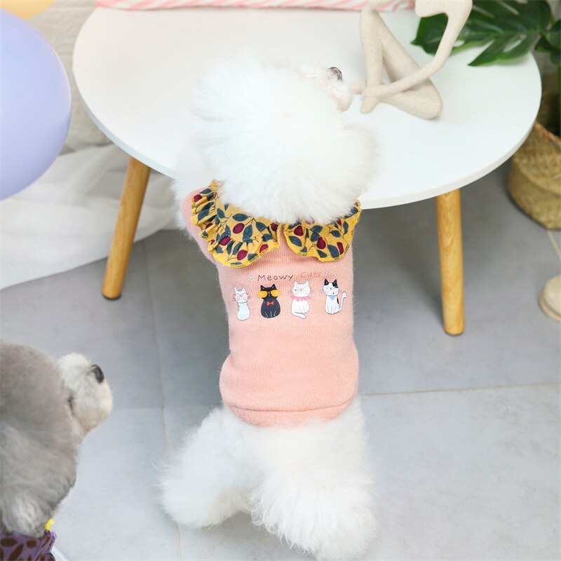Herfst Winter Pet Kat Hoodie Trui Voor Katten Sphynx Leuke Print Puppy Hond Kleding Katten Kedi Sweatshirt Gotas Mascotas Kleding: Pink / Xxl