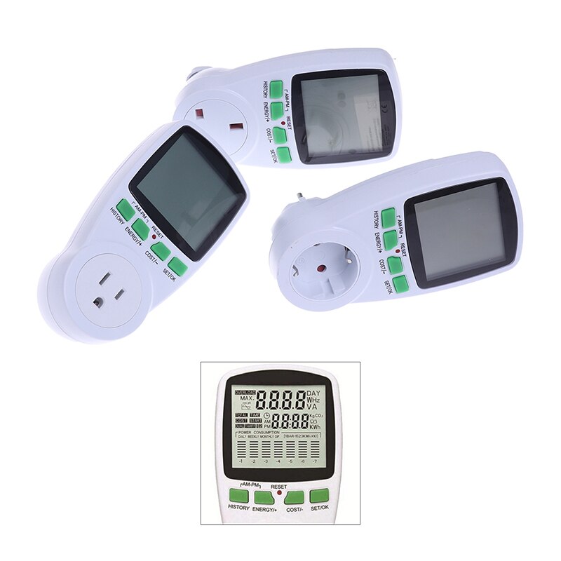 AC Power Meters 110v/220v Digital Wattmeter Eu Energy Meter Watt Monitor Electricity Cost Diagram Measuring Socket Analyzer