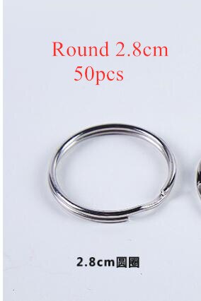 50pcs! Round Metal key ring sturdy and durable 28mm 35mm Keychain holders decoration Women Men Anti-lost Keyring organizador: S