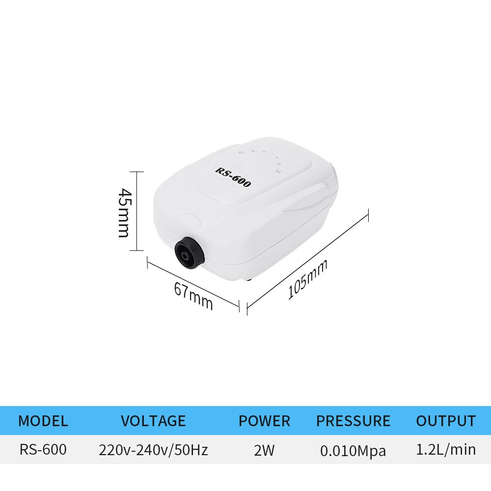 Ultra Silent Aquarium Air Pump Fish Tank Increasing Compressor Single Double High Energy Outlet Oxygen Pump Aquatic Accessories: RS-600 / AU Plug
