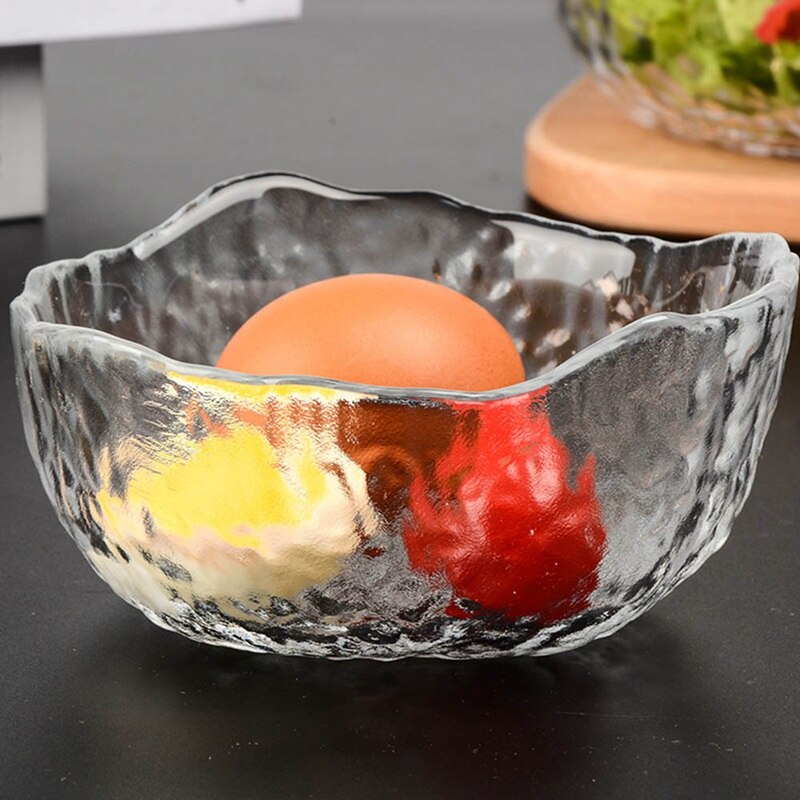 Tigela de vidro jantar cozinha louça criativa tigela de salada de vidro utensílios de mesa frutas legumes tigela forma irregular phnom penh