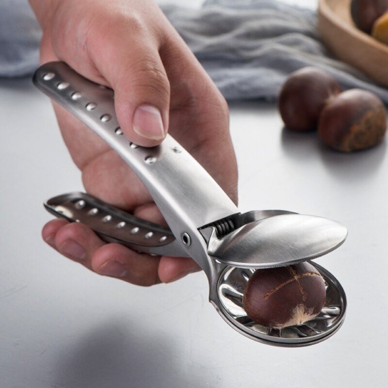 2- in -1 snelle kastanjeklem, notenkrakeropener, schiller, walnotentang, metaalsnijder, keukenfruit, groentegereedschap, accessoires