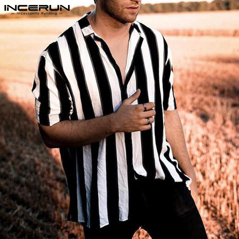 Thin Spring Summer Autumn Men's Clothing Button Turn-down Collar Striped Man Fashion Casual Loose Office Handsome Pockets Shirts