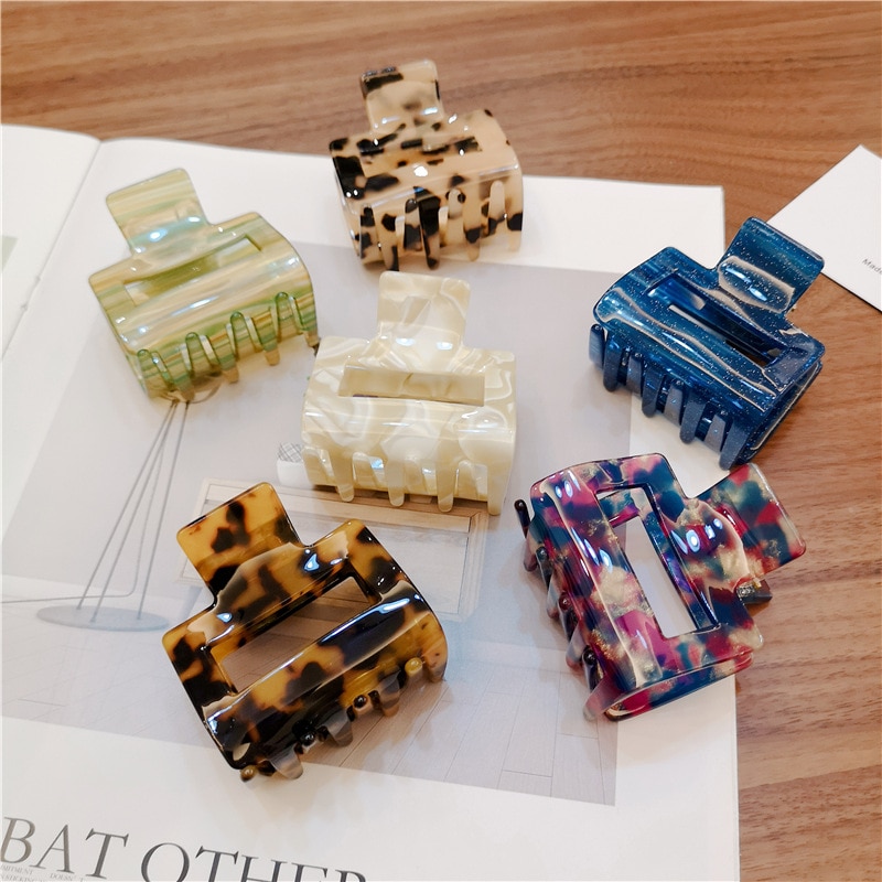 Pinzas en forma de garra para el pelo de acrílico de acetato gruesas simples, de gran tamaño, geométricas, con agujeros, para el pelo de la ducha, 1 Uds.