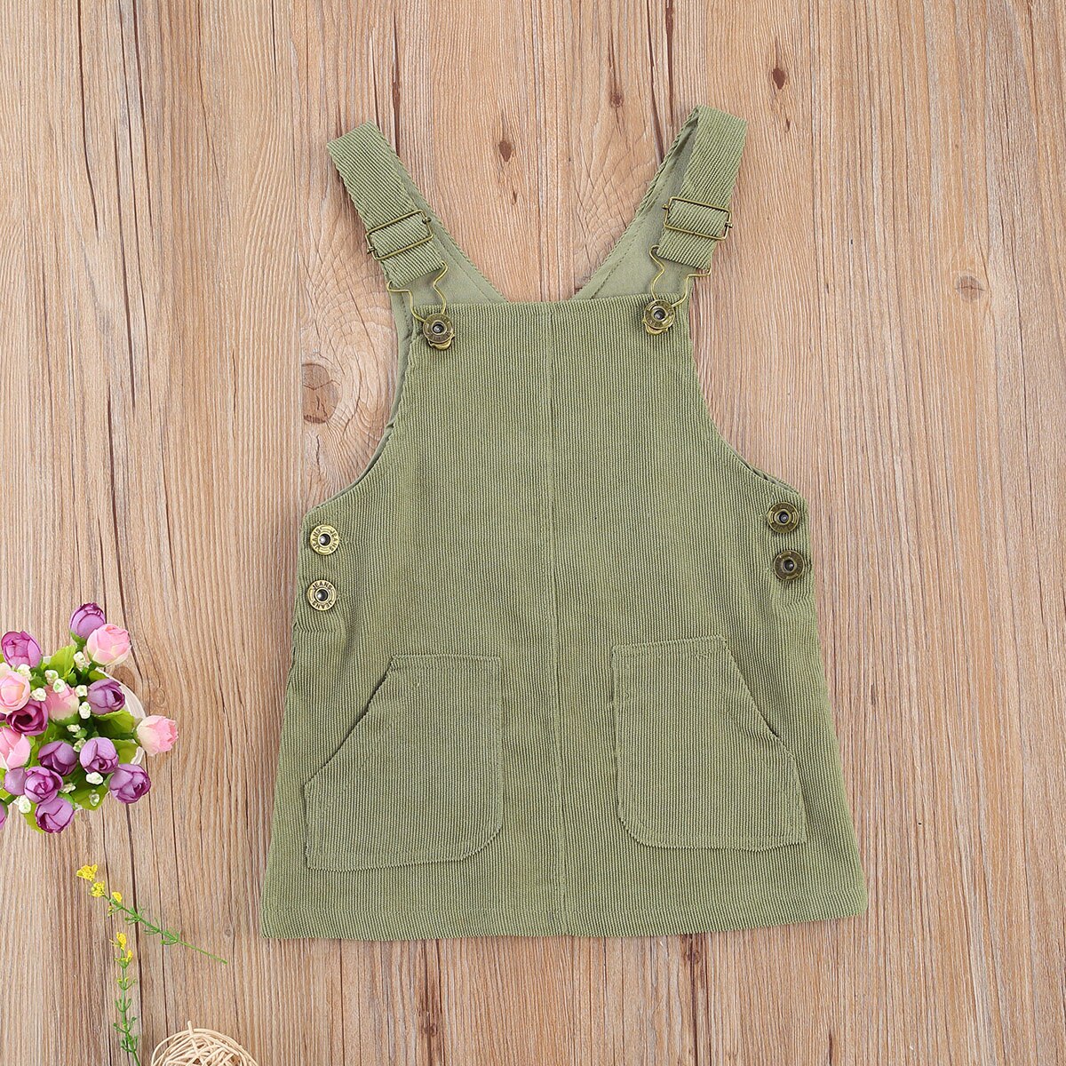 0-3Y enfant en bas âge bébé filles Vintage robe velours côtelé salopette automne solide couleur poches bouton bretelles bavoir enfants robe tenue