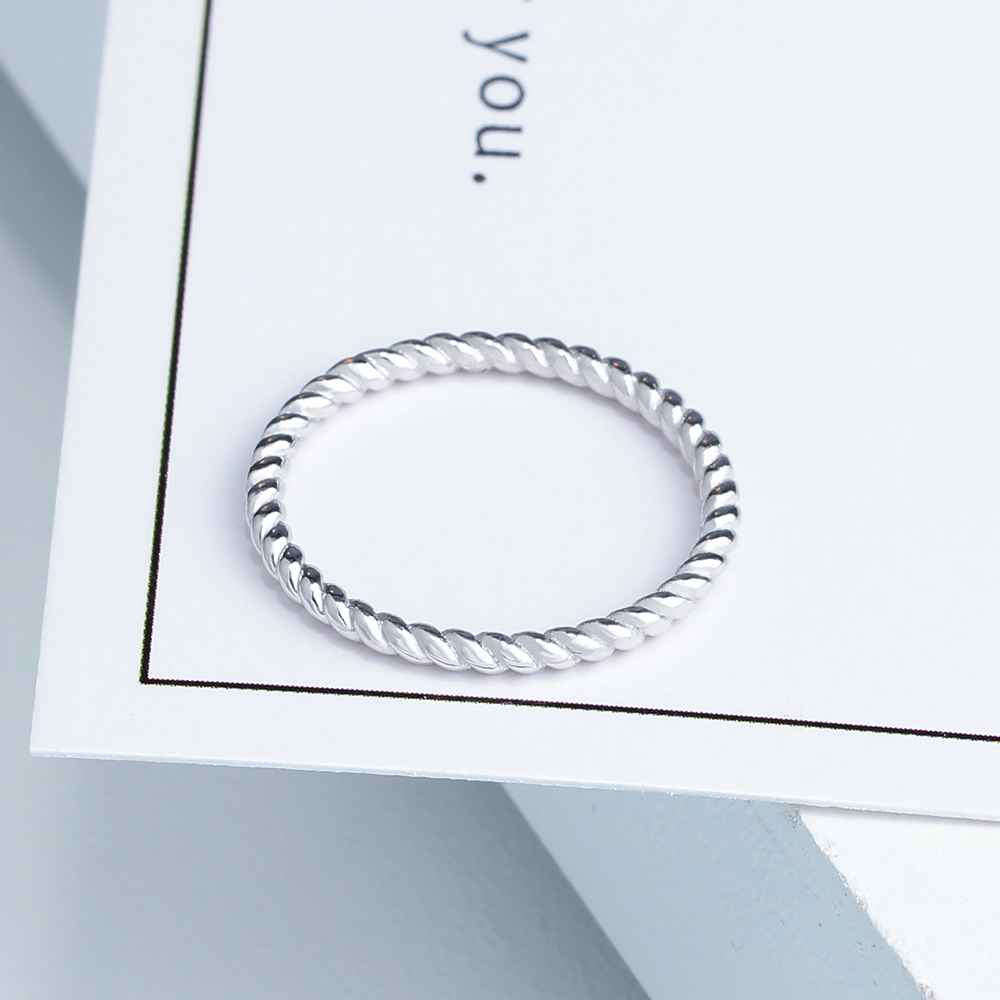 925 Sterling Sliver Rings for Women Rope Shape Wedding Rings Trendy Silver Jewelry Engagement Anniversary (RI102772)