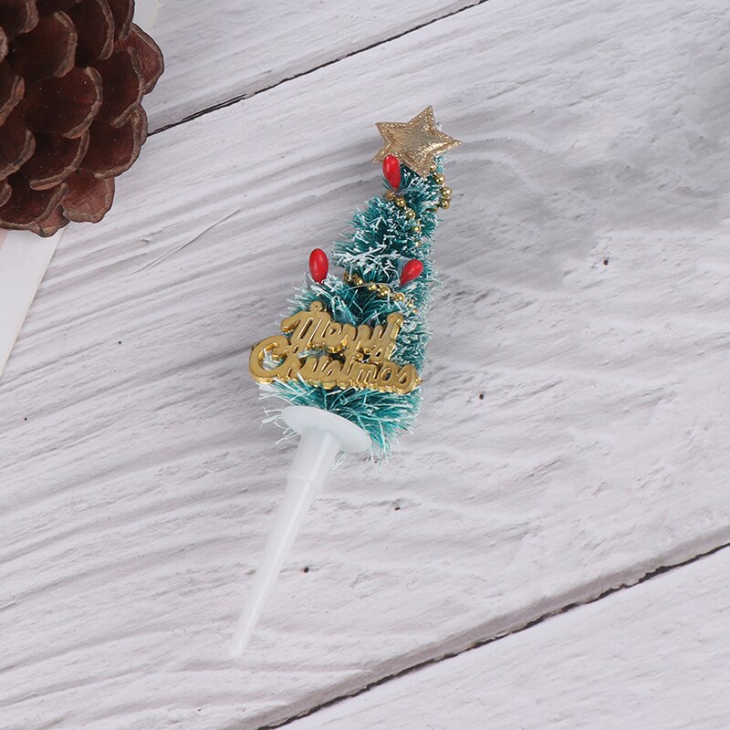 Mini Christmas Tree Cake Topper Year Xmas Kids Birthday Party Cake Decor 5pcs/set