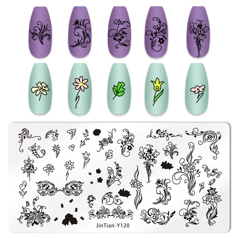 Kant Patroon Nail Art Stempelen Platen Hawaiian Style Eenvoudige Stempelen Platen Bloem Blad Nagels Printing Templates