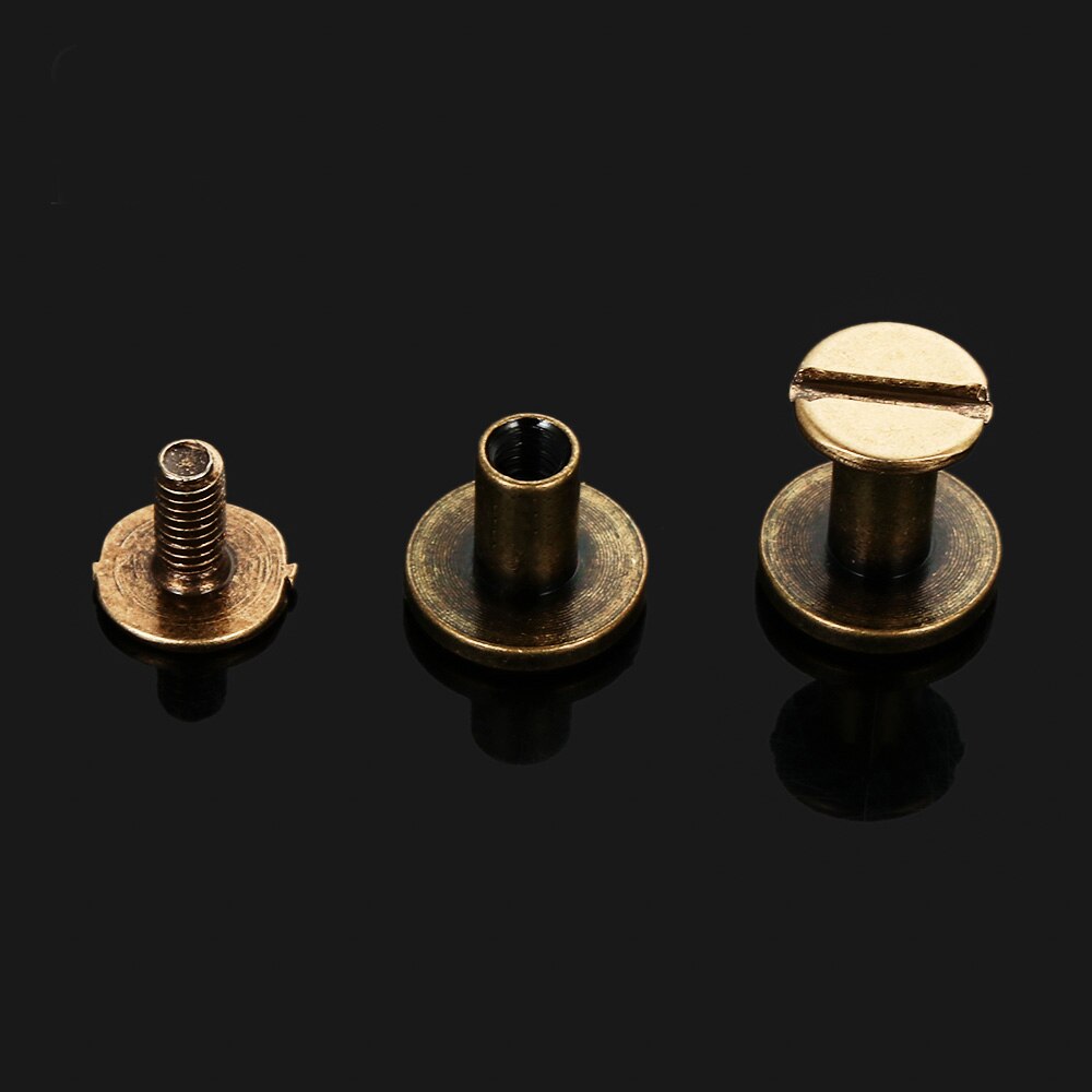10 stk/pose 5/6.5/ 8mm stropnitter skrue solid sømbolt bogholderi rundhovedskruer til bagagetøj/taske/sko diy læder: Bronze / L