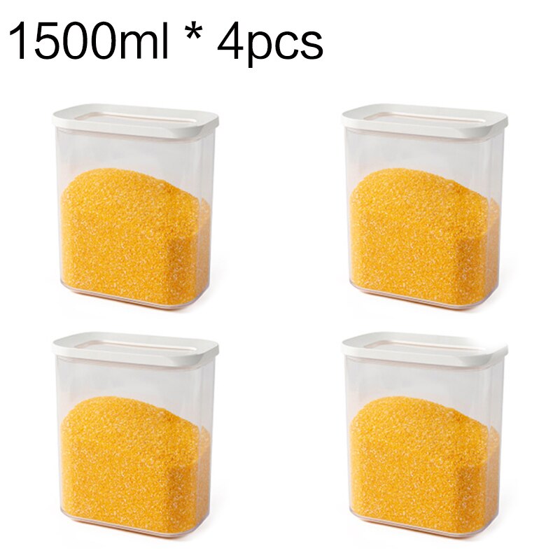 Plastic food seasoning container kitchen box refrigerator seasoning box multi-grain seasoning bean container storage container: 4 pcs 1500ml