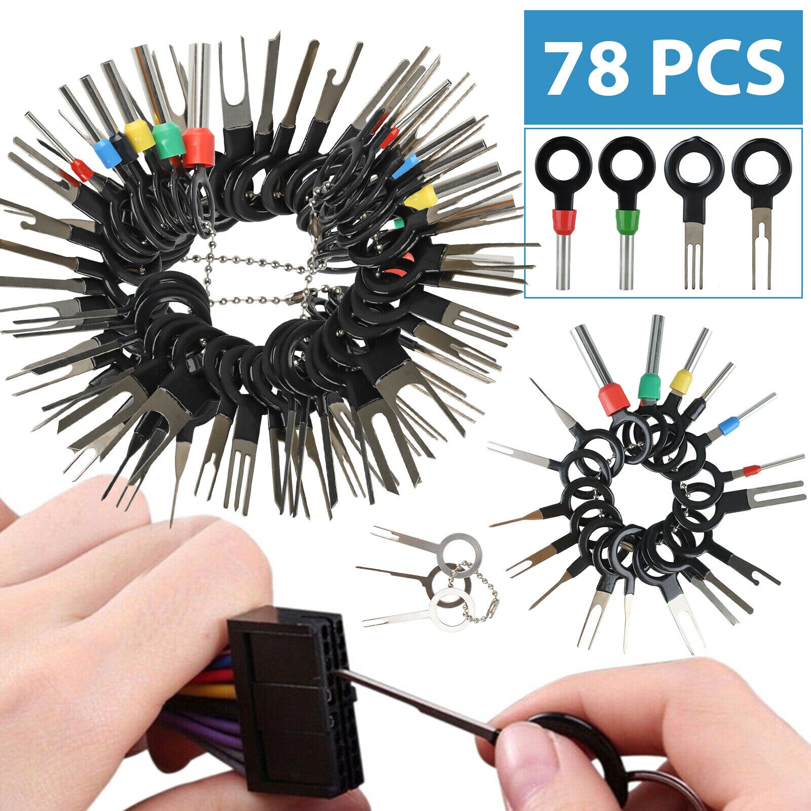 70 st verktyg stift ejektor kit release extraktor puller automotive auto terminal för de flesta kontakt terminaler bilverktyg: 78 st