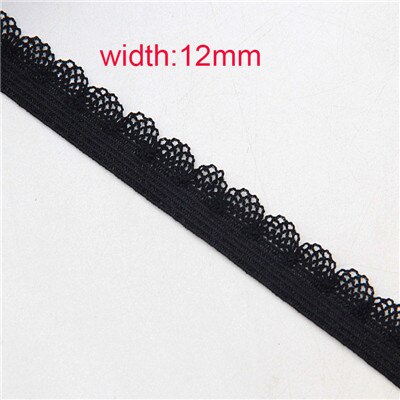 Black Mesh Netto Kant Trim Elastische Bands Naaien Kleding Rubber Band Stretch Lint Wimpel Tape Haarband DIY Beha Broek taille 2M: black12mm 7