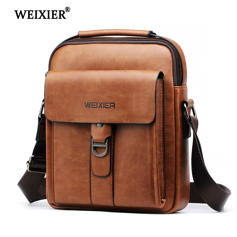 WEIXIER Messenger Bags PU Leer Mannen Mode Schoudertas Toevallige Rits Kantoor Messenger Bags