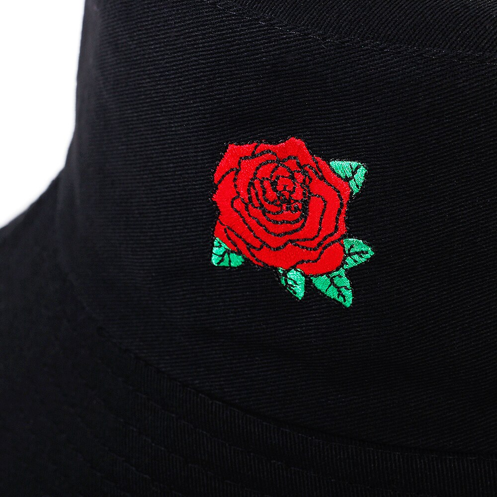Rose embroidery Men Women Panama bucket hat summer outdoor sun hat fishing fisherman hat cotton wild panama hats gorras