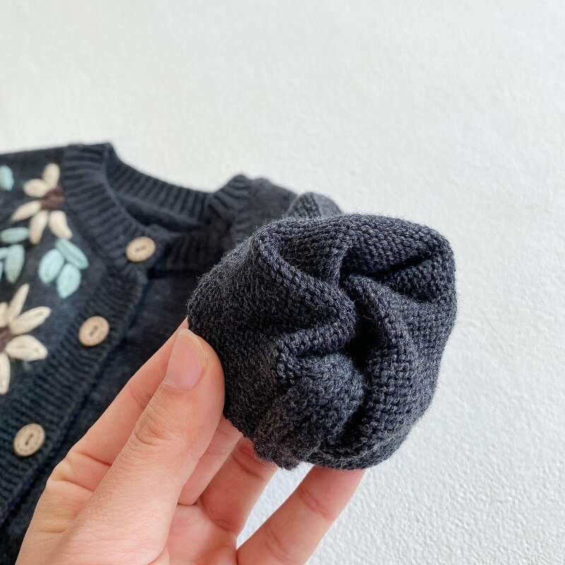Abrigo bordado de flores para bebé, cárdigan de punto de , chaqueta informal para niña, ropa para niño pequeño, suéteres, ropa para bebé