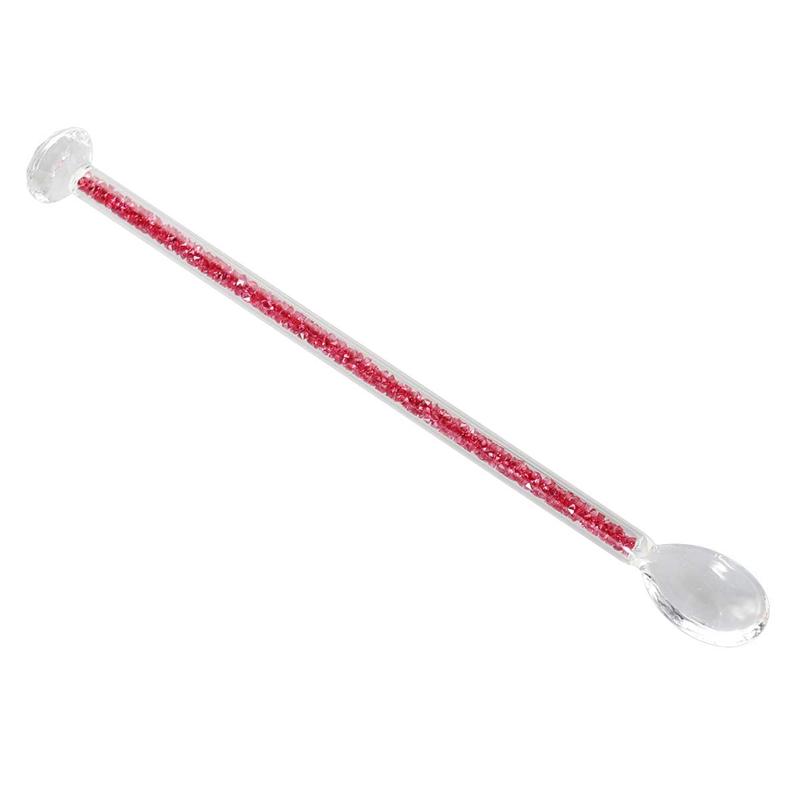 1PC Round Top Stir Stick Crystal Swizzle Stick Glass Cocktail Pick Shiny Gold Glitter Drink Stirrer for Bar Home Holidays Party: Pink