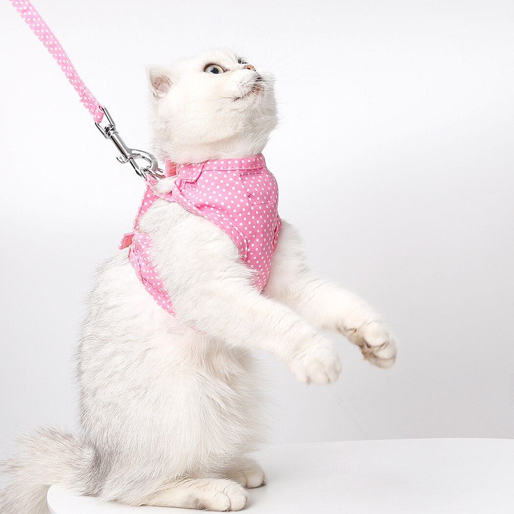 Adjustable Cat Harness Vest Walking Lead Leash Kitten Collar Cotton Harness Cat Walking Jacket For Small Cat Pet