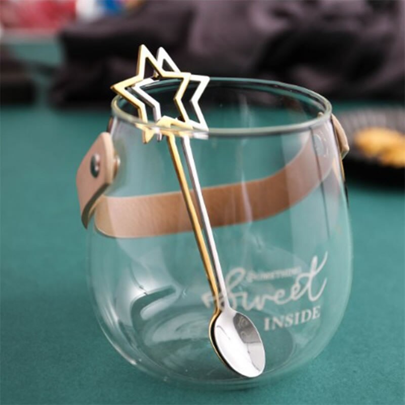1Pcs Stars Spoon Handle Stainless Steel Coffee Spoons Simple Stirring Spoon Dessert Ice Cutlery Kitechen Gadget