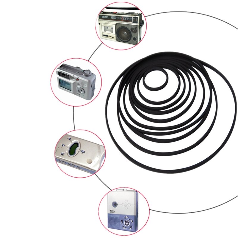 60Pcs 40-100Mm Mix Cassette Tape Machine Vierkante Riem Universele Reparatie Riem Vierkante Doorsnede 0.5mm
