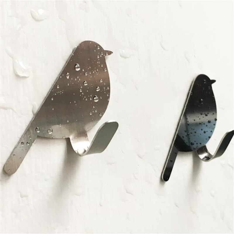 2 Stks/partij Vogel-Vormige Muur Mount Sleutelhouder Decoratieve Roestvrij Staal Hanger Sleutels Hanger Home Decor Haken