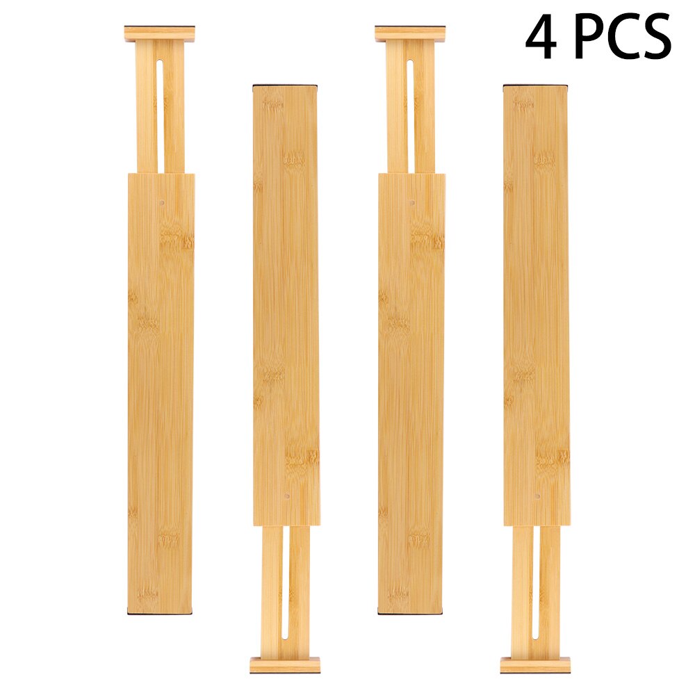 4/6Pcs/Set Adjustable Bamboo Drawer Divider Adjustable & Expendable Drawer Organizer Bedroom Kitchen Organizer: 4pcs