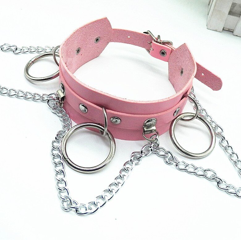 WKOUD EAM Neue Punk Joker Hip-hop Halskette Halsband Schmuck Halskette Dame Flut PF328: pink