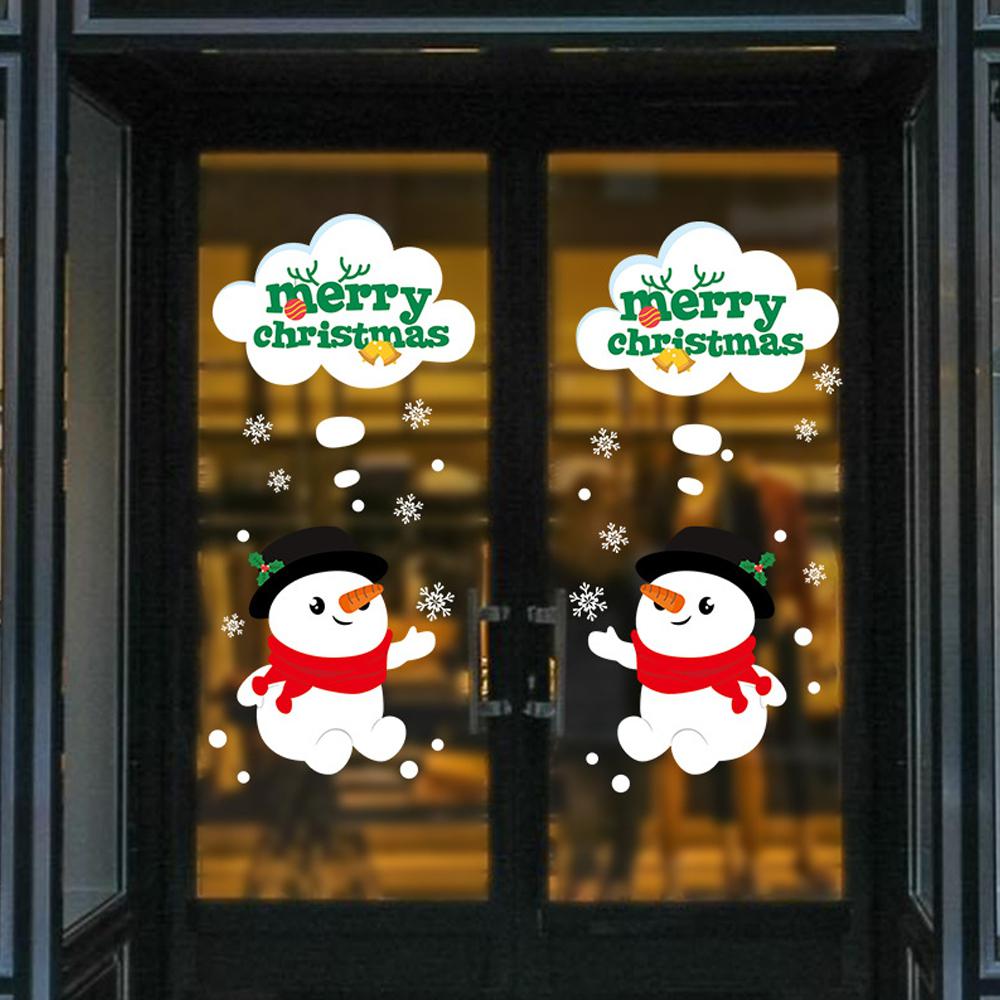 Double-sided Christmas Snowman Door Stickers Living Rome Window Storefront Glass Decoration Sticker