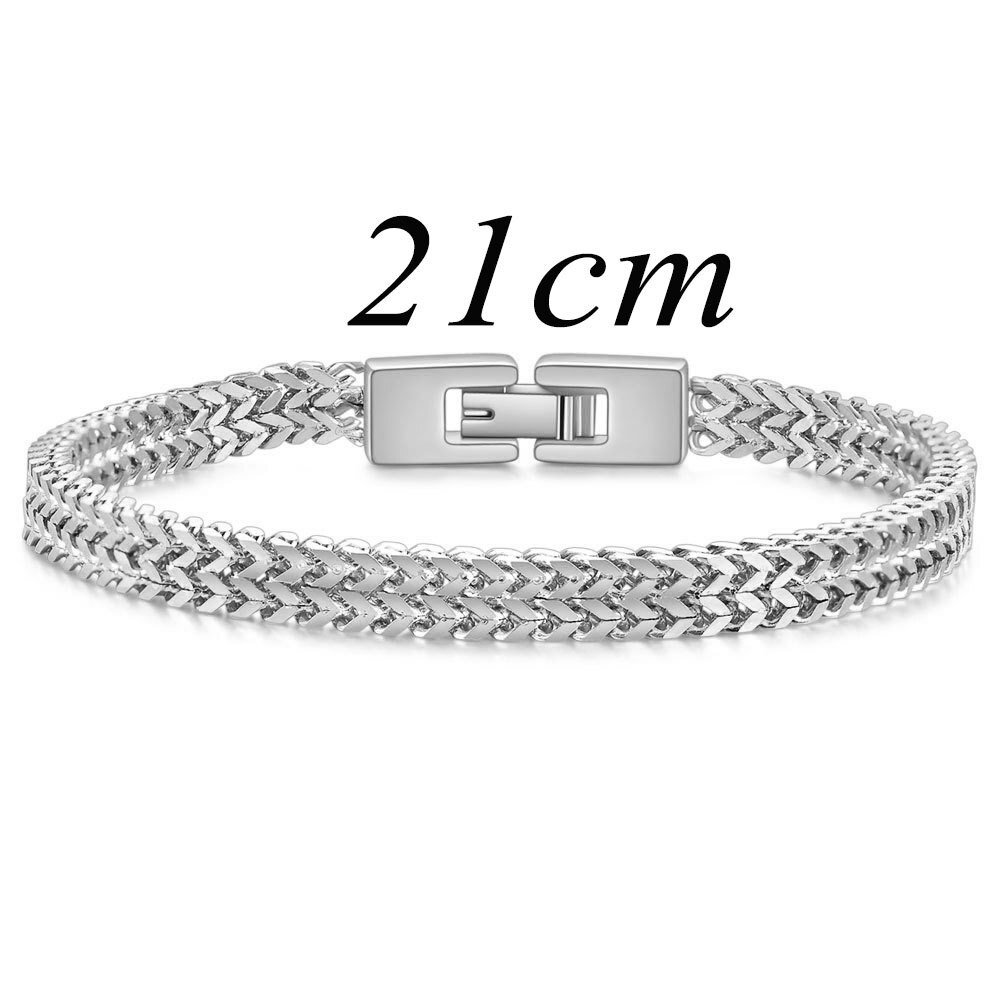 Mode Mannelijke Hip Hop Raphap Roestvrij Stalen Kiel Snake Chain Armband Voor Mannen Persoonlijkheid Titanium Stalen Armband Hommen Sieraden: Imitation Rhodium Plated / 19
