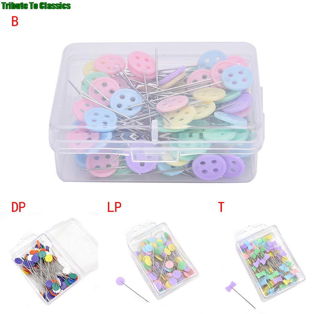 100Pcs stitching Accessories Patchwork Pins Locating Pin With Flower Bow Tie Button Shape Head Apparel Accessory Flat Pins