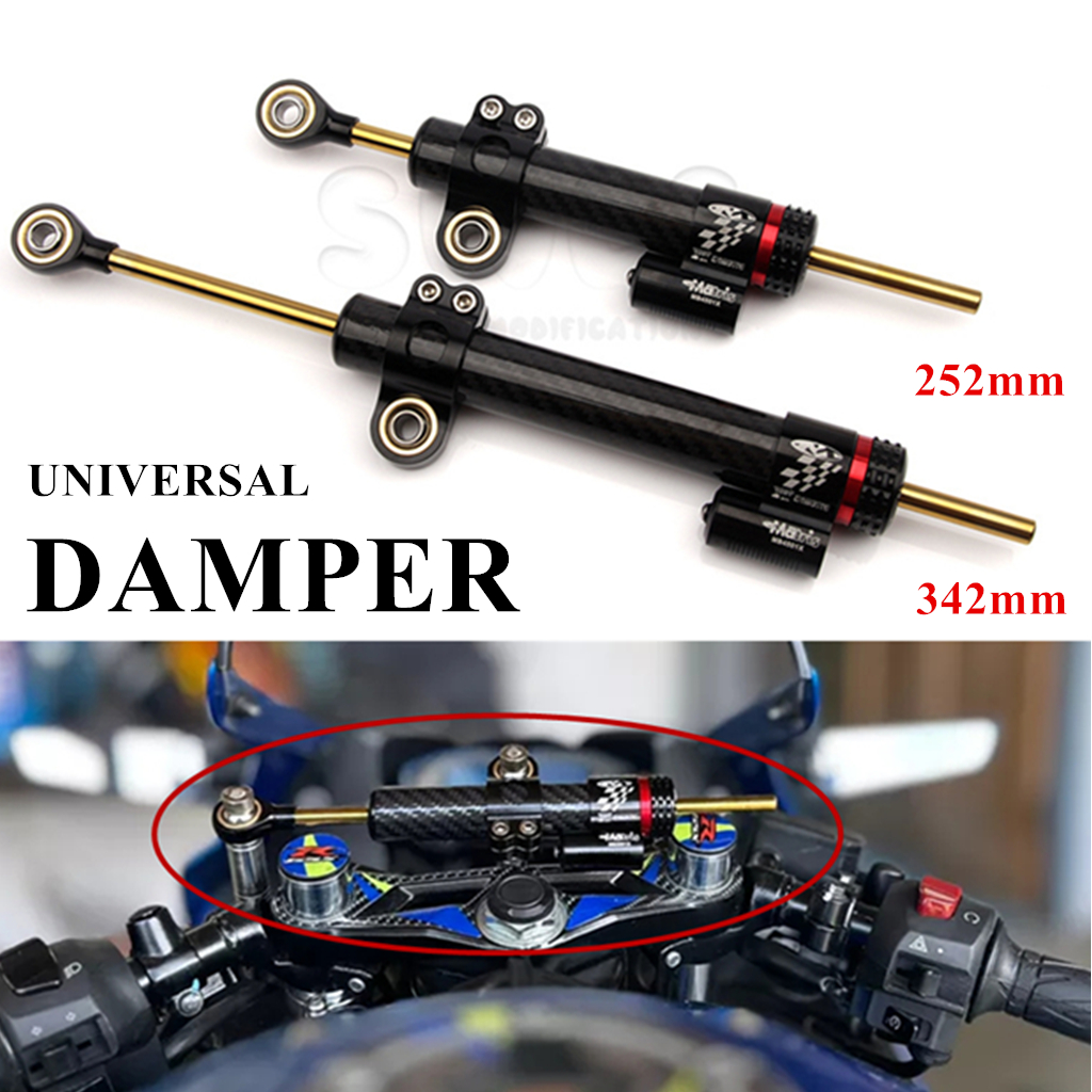 Motorrad Einstellbare Dämpfer Lenkung Stabilisator 252mm 342mm lenkstabilisator für Honda Kawasaki Yamaha Kohlenstoff faser textur