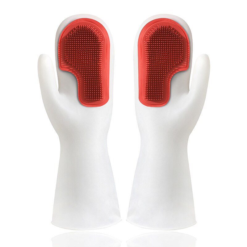 Gants magiques pour épurateur de cuisine, 1 paire, accessoires multi-usages, brosse en silicone, lave-vaisselle, nettoyage d'animaux, cuisson de fruits, cuisson domestique: Red