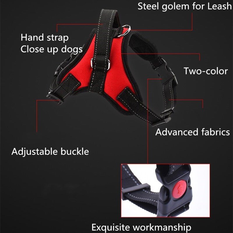 Dog Harness for Large Dogs Breast Strap Gradient Color Double Breathable Mesh Reflective Chest Back Factory