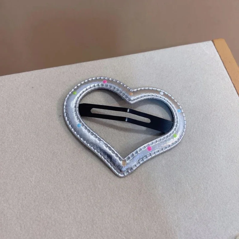 Horquillas plateadas de PU Y2K, pinzas para el cabello de varios estilos, estrellas BB, horquillas con Clip, pasador lateral bonito, accesorios para el cabello para mujer: Lavanda