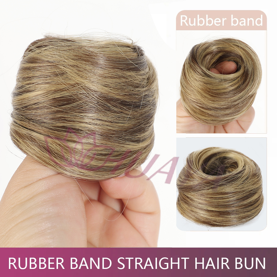 Moño desordenado, extensión de moño recto, Mini banda de goma, moño para el pelo, peluca de Donut sintética, accesorio, moño Updo: Color natural