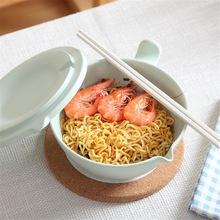 Japanese Bamboo Instant Noodle Bowl With Lid Chopsticks Kitchen Ramen Bowl Food ContainerSoup For Kids Soup Salad Bowl ED