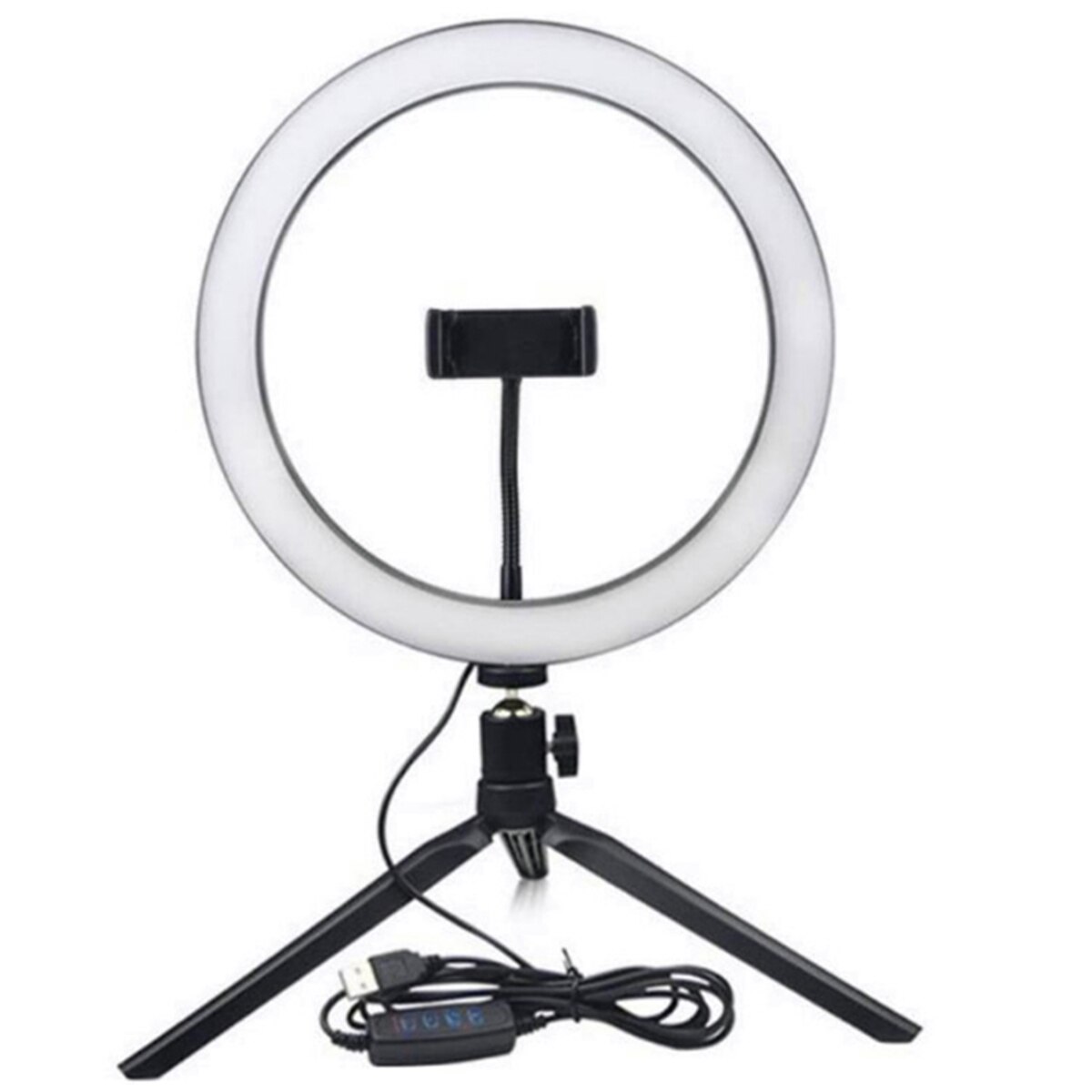 10.2 Inch LED Ring Light Dimmable USB Selfie Filled Light 3 Modes and 11 Brightness Levels With Phone Holder and Tripod: Default Title